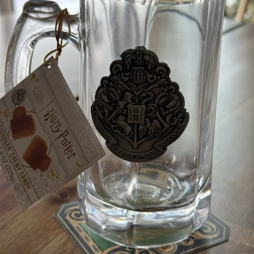Harry Potter - Butterbeer Glass - Mug - Pewter Shield - Wizarding World NWT READ